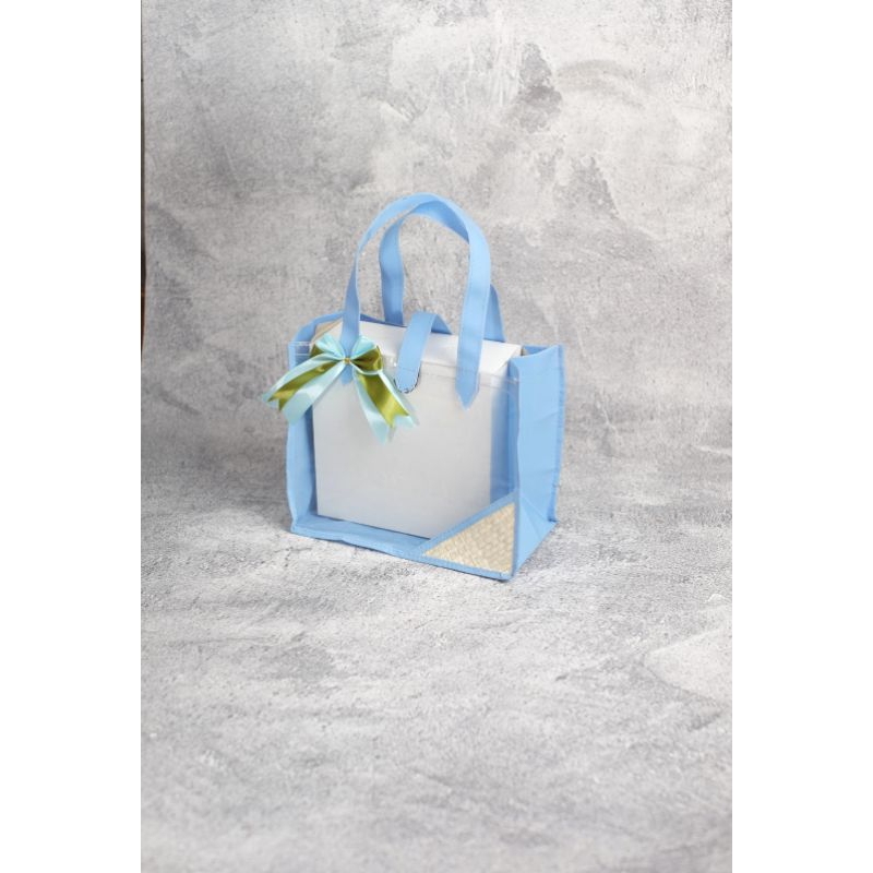 

tas mika cantik modifikasi kulit sintetis (diameter 23x23) free pita
