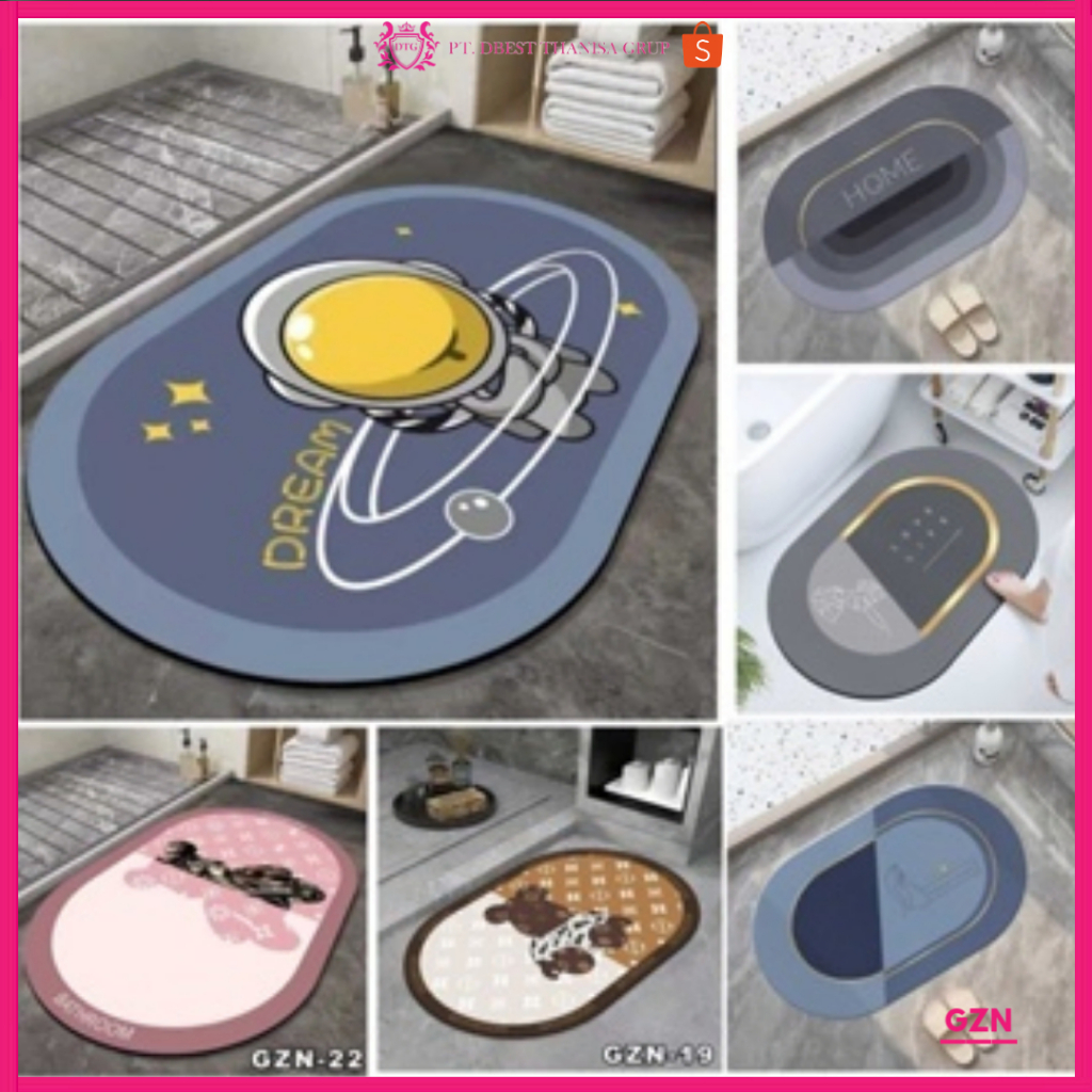 Keset Kaki Diatomite/Alas kaki Diatomite Anti Slip Anti Bau Nyerap Air Anti Bakteri/ Lap Kaki Lentur