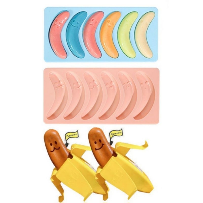 RB Cetakan Pisang Sosis Waffle Silikon Agar Coklat Kue Kukus Jelly Puding Silicone Baking Mold