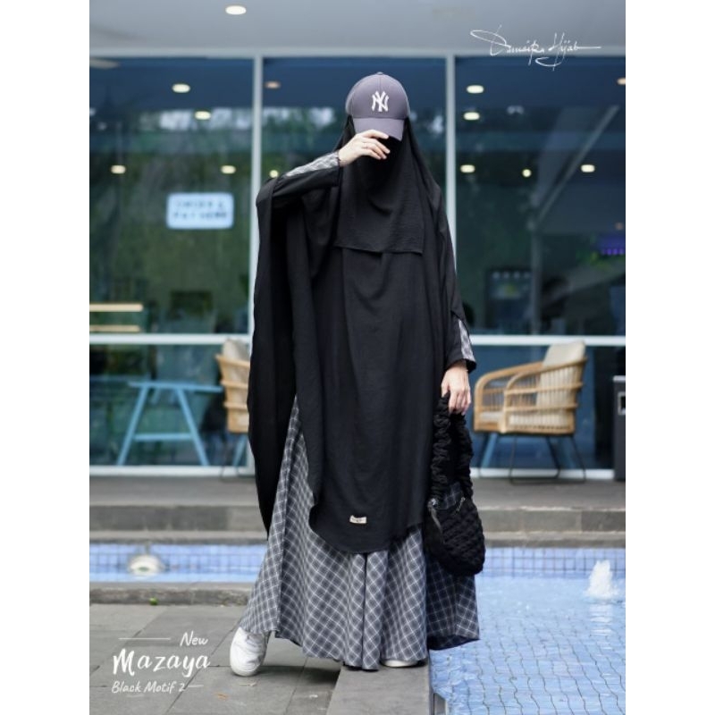NEW MAZAYA BY DAMAIRA HIJAB | Gamis Flanel Motif Tartan Mix Polos Fortaleza | Gamis Kasual | Gamis P