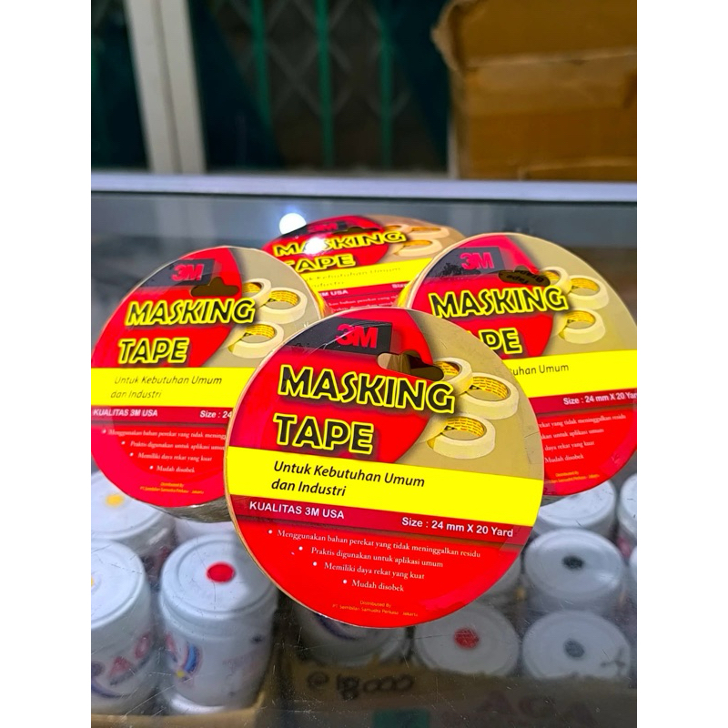 

Solasi Kertas 24mm 20yard Masking Tape 3M | isolasi lakban selotip