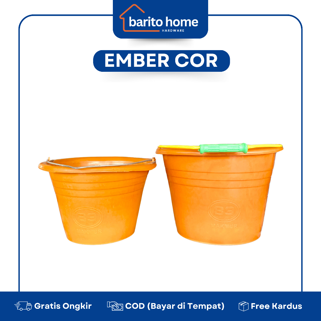 Ember Cor Plastik Kecil Besar Anti Pecah Warna Orange Oren Grade A 89 Makmur / Timba Cor Semen Toko 