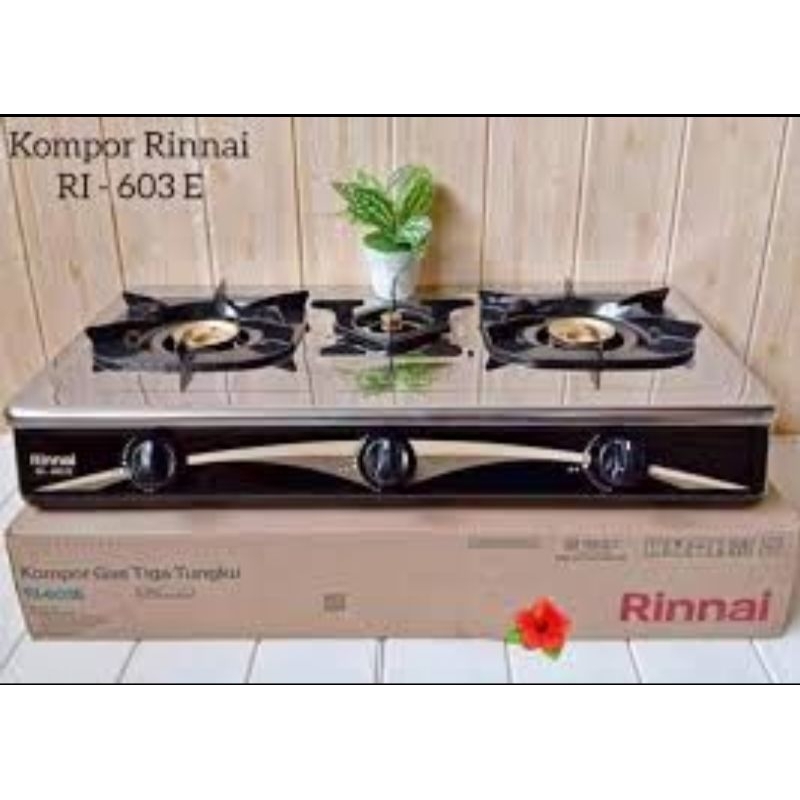 RINNAI RI-603 E Kompor Gas Rinnai Stainless 3 Tungku RI 603 E RI603E