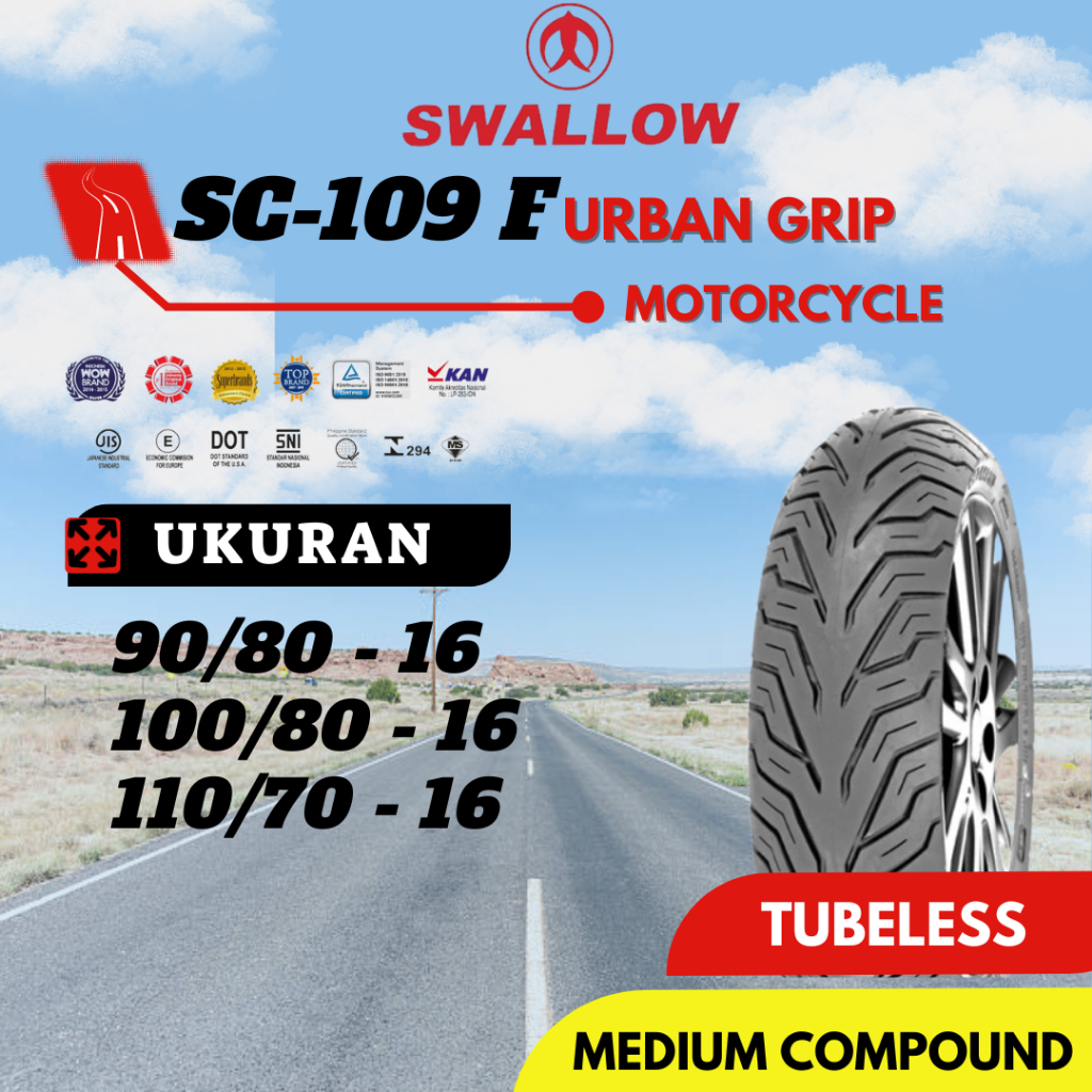 BAN MOTOR SWALLOW SC-109 F 90/80 100/80 110/70 Ring 16 Tubeless