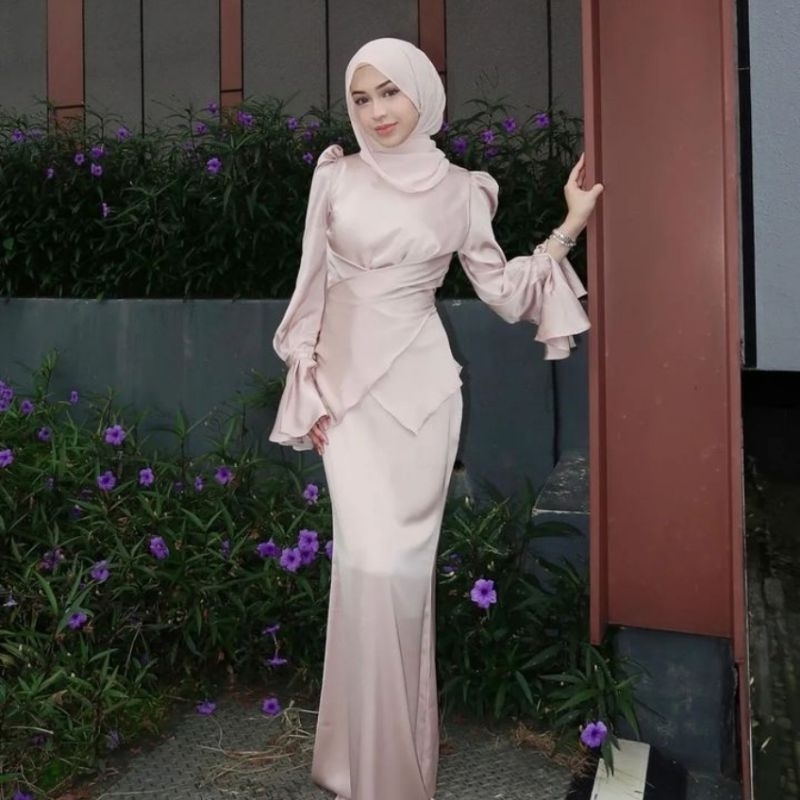 Saba Dress - gaun satin pesta dress silk kondangan bridesmaid gamis seragam couple murah