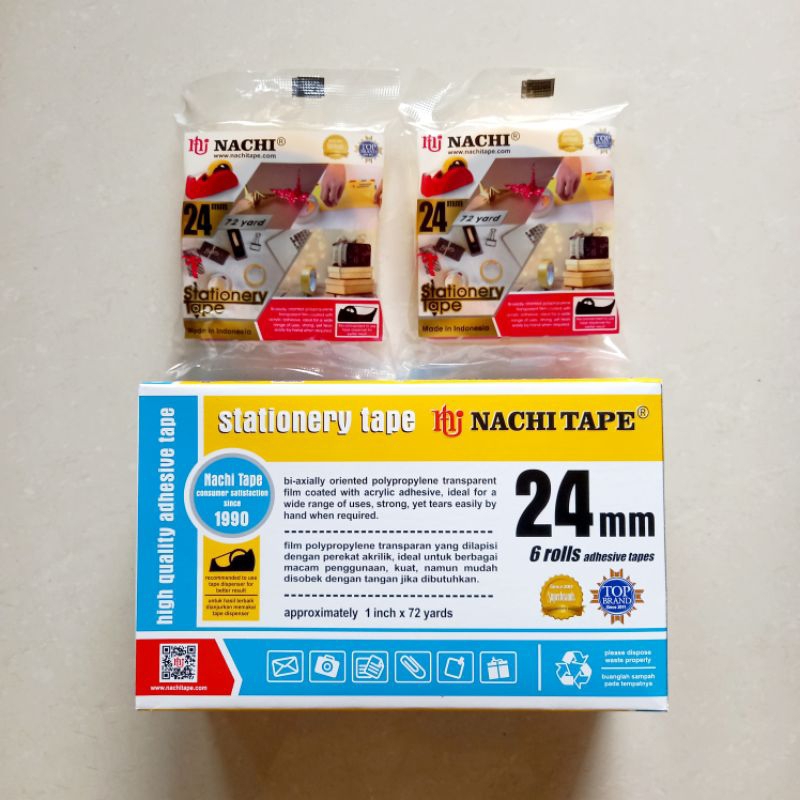 

[ PACK ISI 6 PCS MURAH ] Isolasi Selotip Nachi Tape 24 mm / 1 Inch x 72 Yards