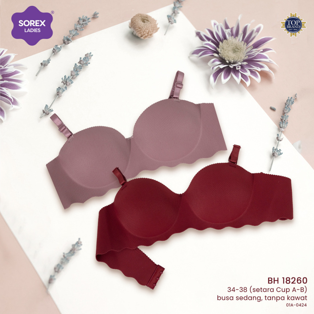 (isi 2 pcs) Sorex Push Up Bra/BH Seamless Sorex 18260 Cup A ke B 1/2 Cup Tanpa Kawat Life Style Bra