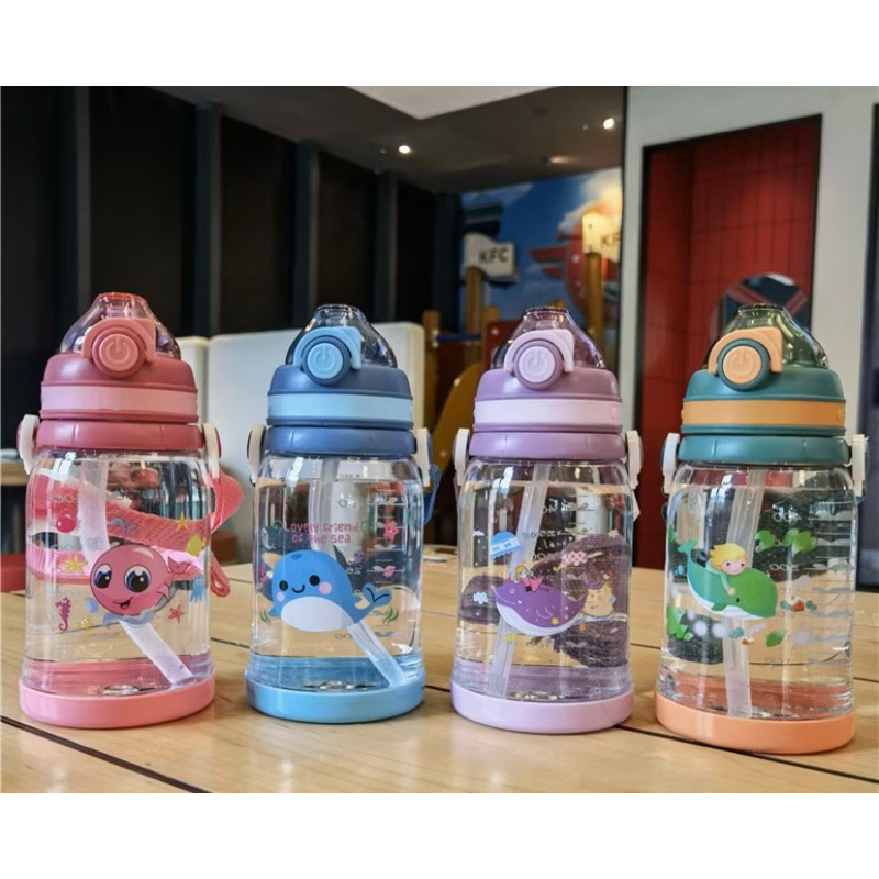 botol minum anak 550ml karakter hewan laut/botol minum anak tk/botol minum anak sd /botol minum anak
