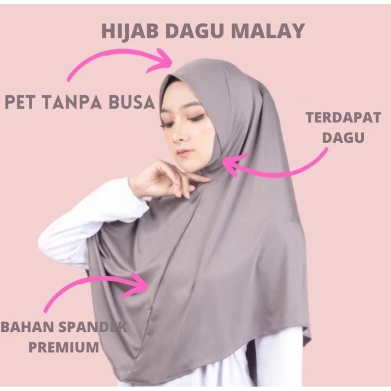 Hijab Bergo Dagu Malaysia Soft Ped Jersey Premium | Jilbab Instan Bergo Dagu Malay | Hijab Malaysia