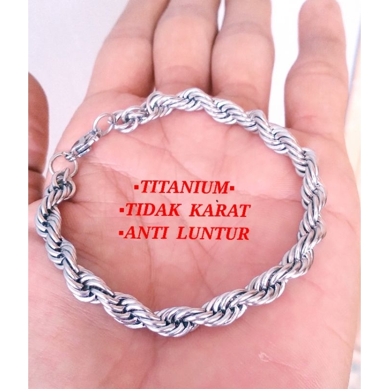 GELANG RANTAI ULIR TITANIUM [ ANTI KARAT]