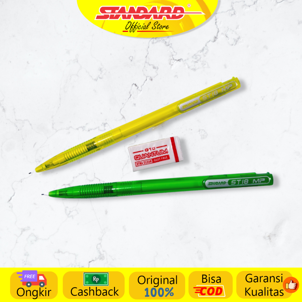 

Standard - MP ST18 isi 2 Pcs + 1 Pc Eraser Quantum Warna Putih / Q10 ( Mekanik Pensil / Penghapus )