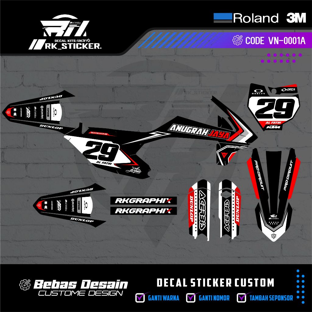 DECAL STIKER KTM 85 2020 - KTM 250 2017 - KTM 250 2020-2022 - KTM 85 2014-2016 - PREMIUM FULLBODY CU