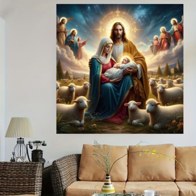 hiasan dinding,TUHAN YESUS DAN BUNDA MARIA,ukuran jumbo 70×100 cm dan 100×150 cm,hiasan dinding ruan