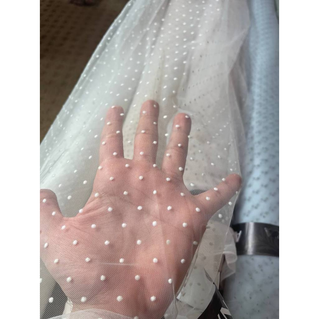 Promo (COD) Tille tile dot flocking lebar 150 cm Polkadot Mini Tulle Polka dot dotty Velvet Import