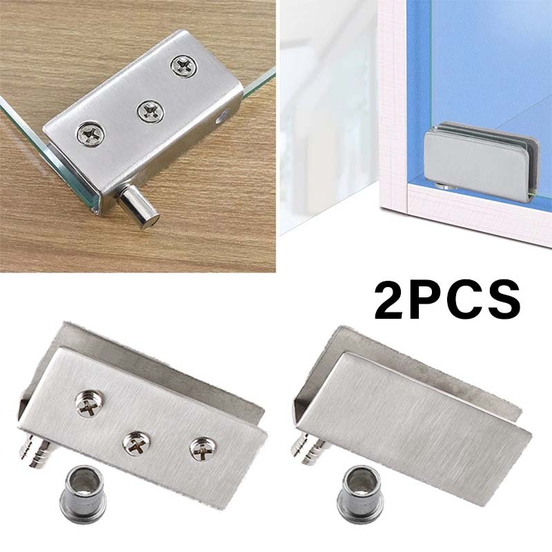 2pcs Engsel Kaca/Engsel Kaca Jepit Stainless Steel M/Engsel Pivot Kaca Jepit/Pivot Pintu Kaca