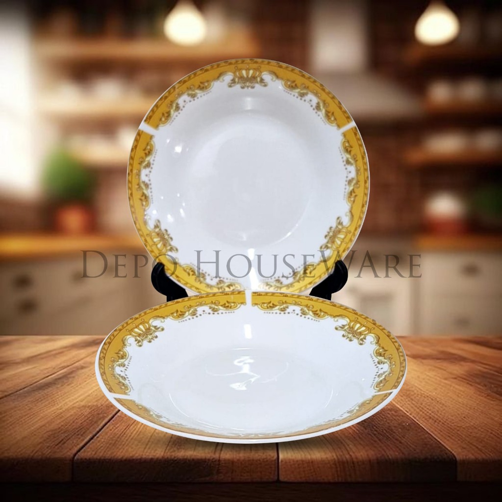 Piring Keramik Cantik Elegan untuk Rumah & usaha / Piring Makan Mahkota Keramik Piring Porcelain 6 i