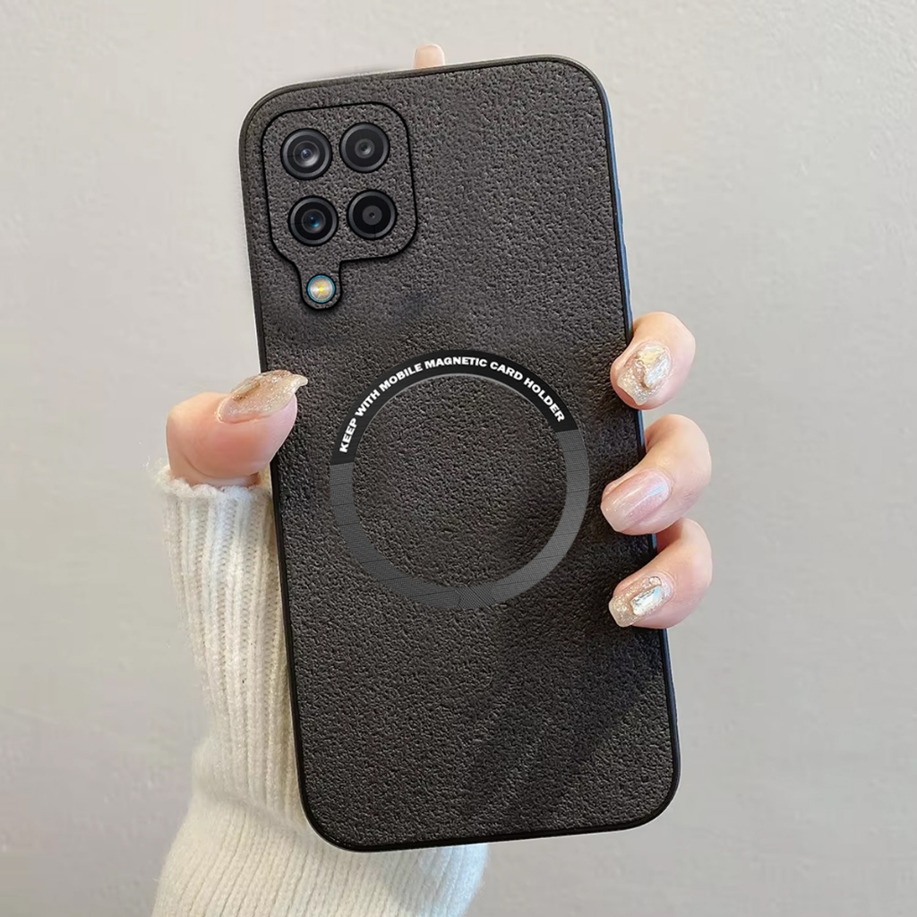 Case Terbaru Samsung A12 / M12 Softcase Luxury Magsafe Leather Magnetic