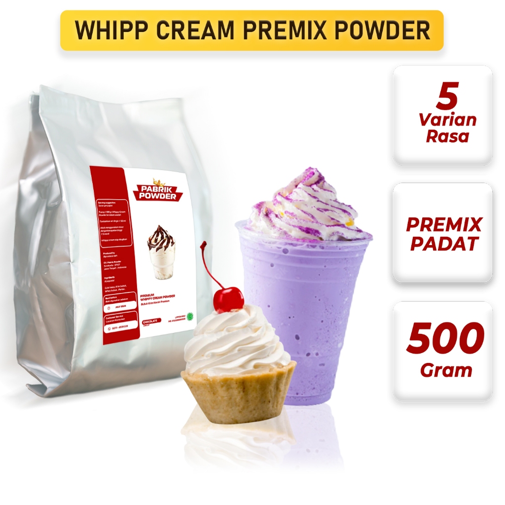 

Premium Whippy Cream Powder Premix 500 gram, Bubuk Whip Krim