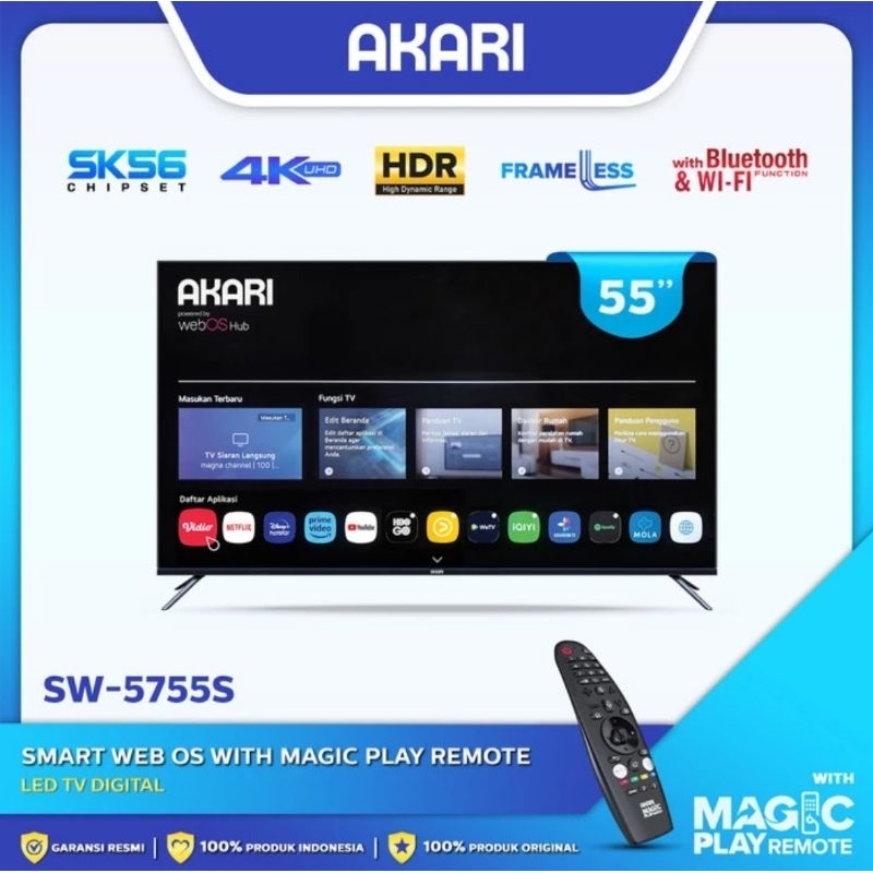 AKARI UHD 4K SMART TV WEB-OS 55INCH SW-5755S