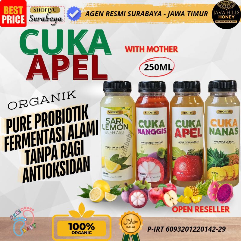 

Vinegar cider apple cuka apel Shofiyu mumtaz / cuka nanas / cuka manggis / sari lemon fresh alami langsung bisa cod isi 250ml & 500ml javahills honey java herba 100% ASLI