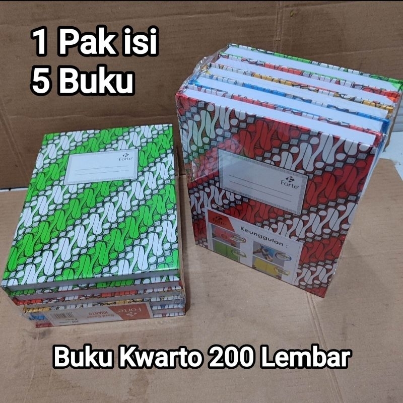 

1 Pak Buku Kwarto 200 Lembar Cover TEBAL Isi 5 Pcs FORTE
