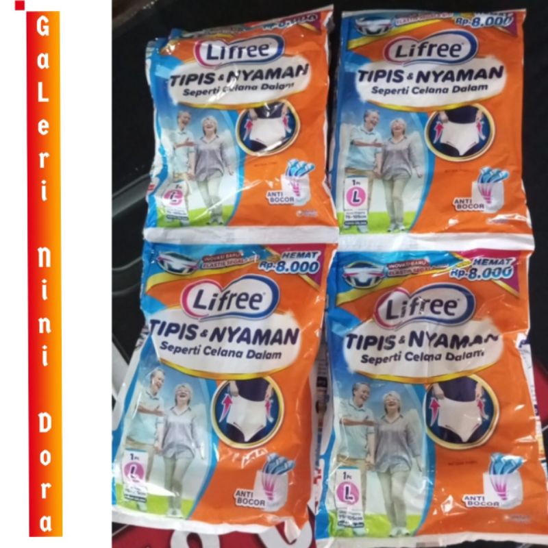 Lifree Renteng/ Tipe Celana /PopokDewasa/OrangTua/4 pcs /M = 4 pcs / L = 4 pcs /GaleriNiniDora/KotaP