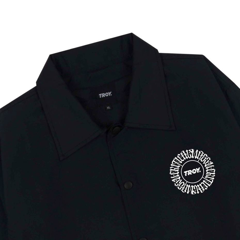 Troy Company Coach Jacket Black Circular - Jaket Pria Windbreaker Hitam WNN 2656