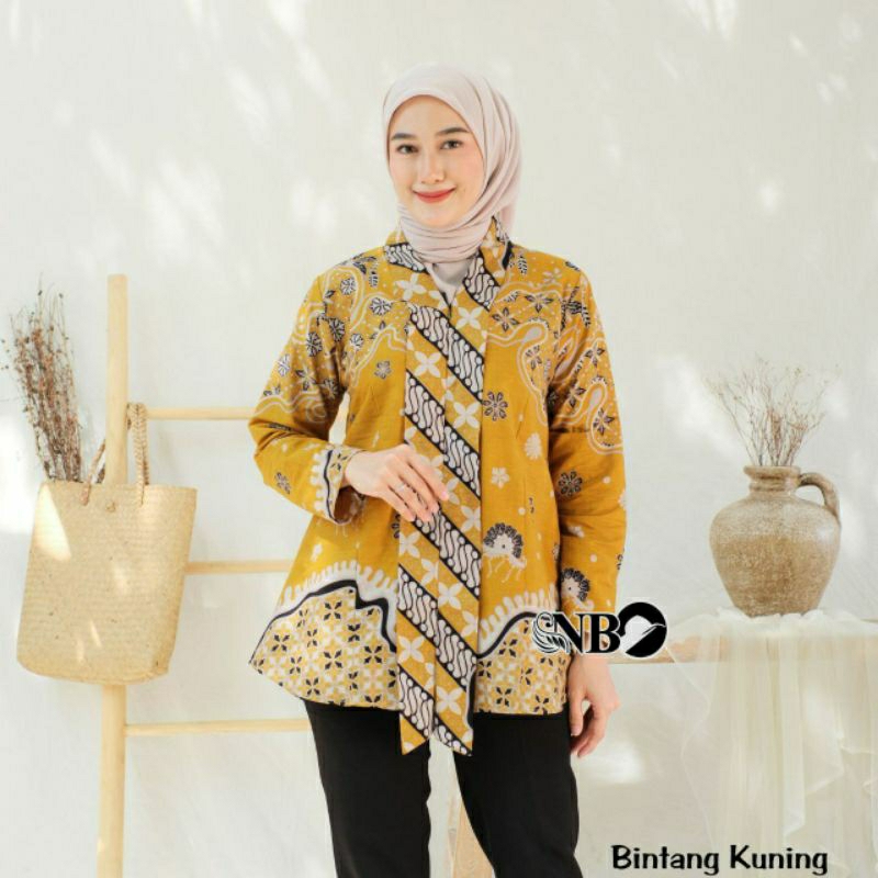 Atasan Batik Wanita Modern Blouse Kutubaru Blus Kebaya Kantor Batik Guru