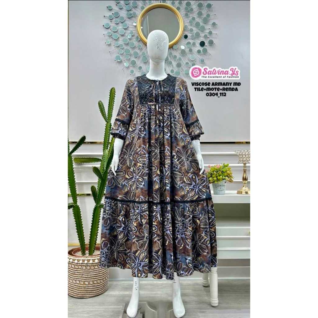 gamis salvina viscos armani motif bunga baru