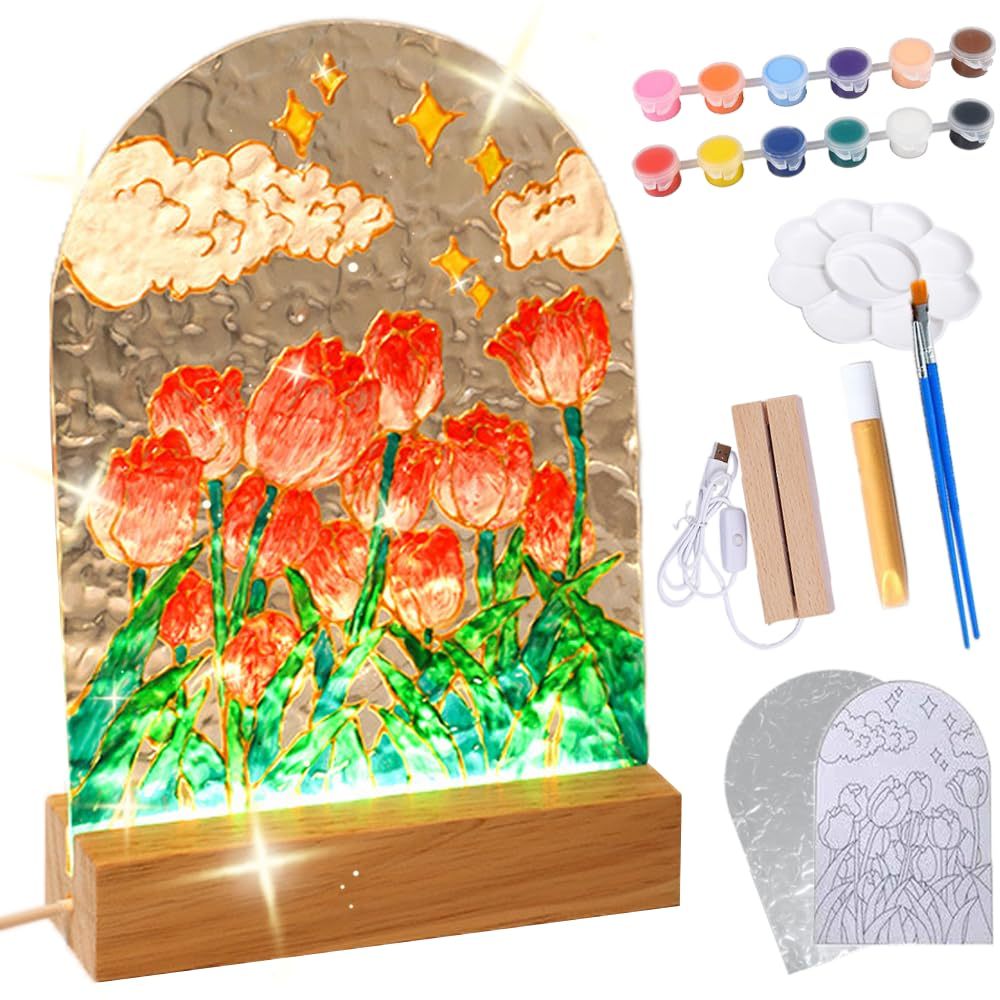 

kesenian perlengkapan gambar DIY painting glass acrylic lamp light lukis lampu kerajinan seni anak remaja permpuan laki laki