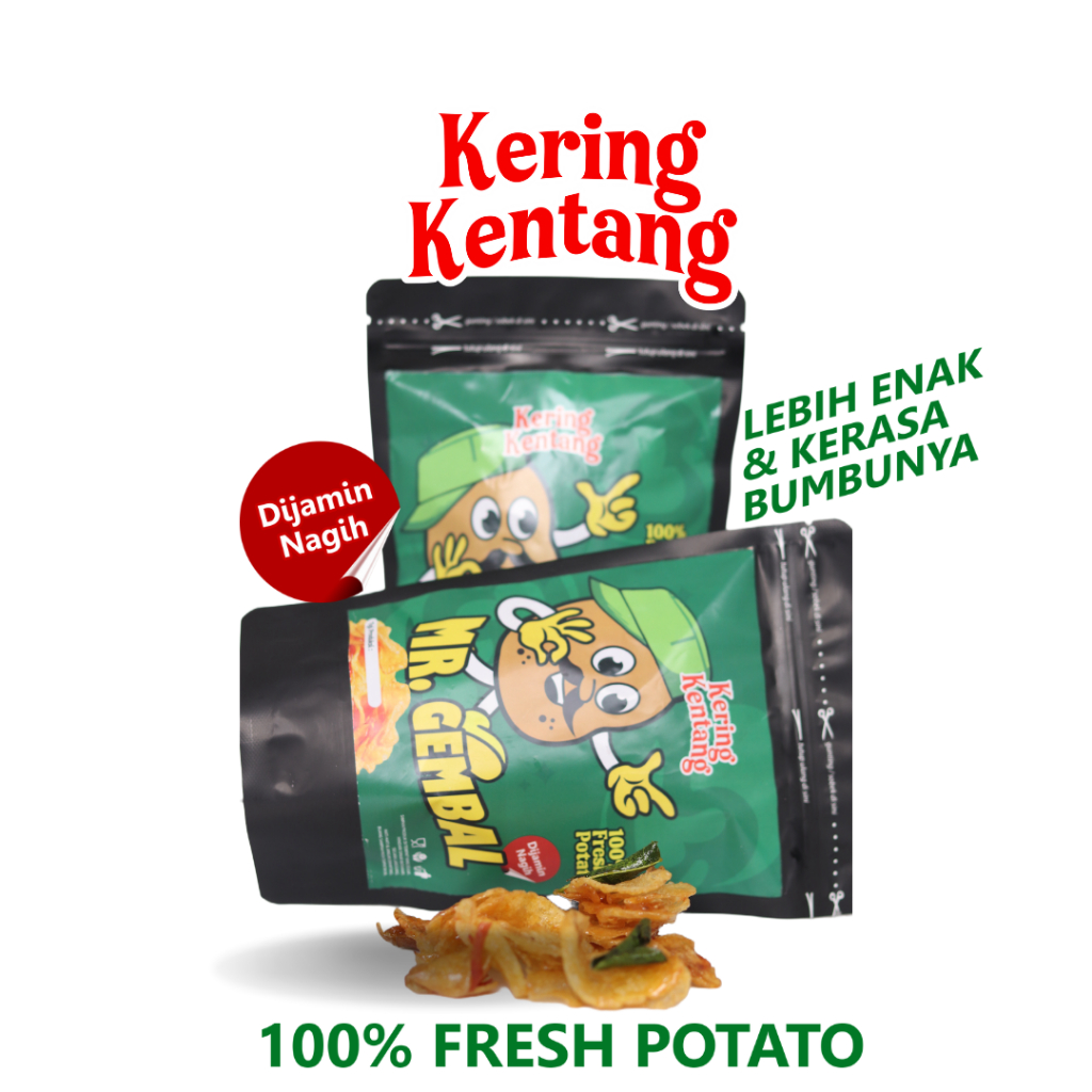 

MR. GEMBAL KERING KENTANG 100 GR MAKANAN TRADISIONAL TANPA PENGAWET LAUK RENYAH BALADO PEDAS MANIS