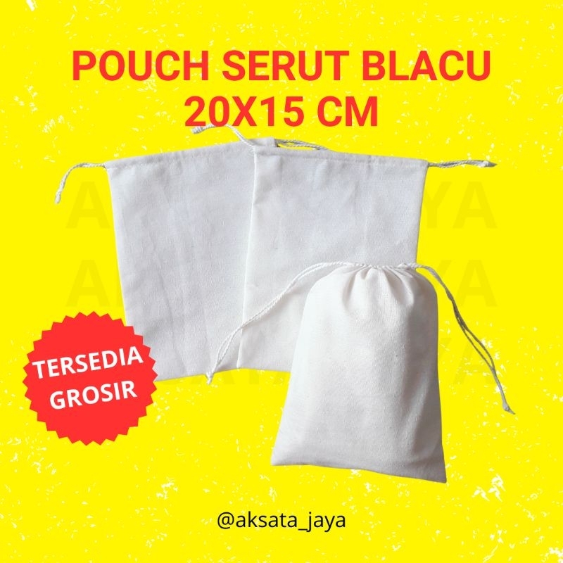 Pouch Blacu Serut 20x15cm Pouch Souvenir Polos / Tas Serut Blacu / Pouch Souvenir Hajatan