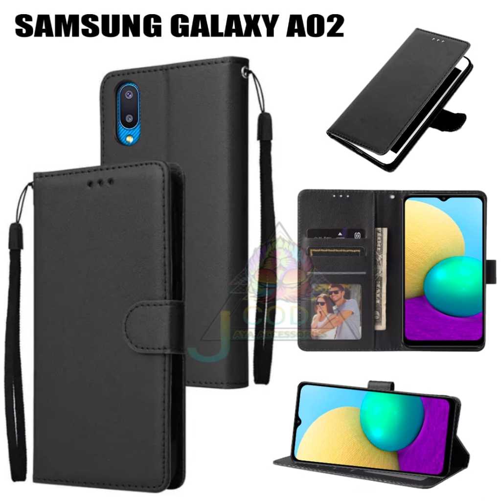 Case Dompet Lipat Polos Tipe SAMSUNG GALAXY A02 Flip Dompet magnet penutup case dompet