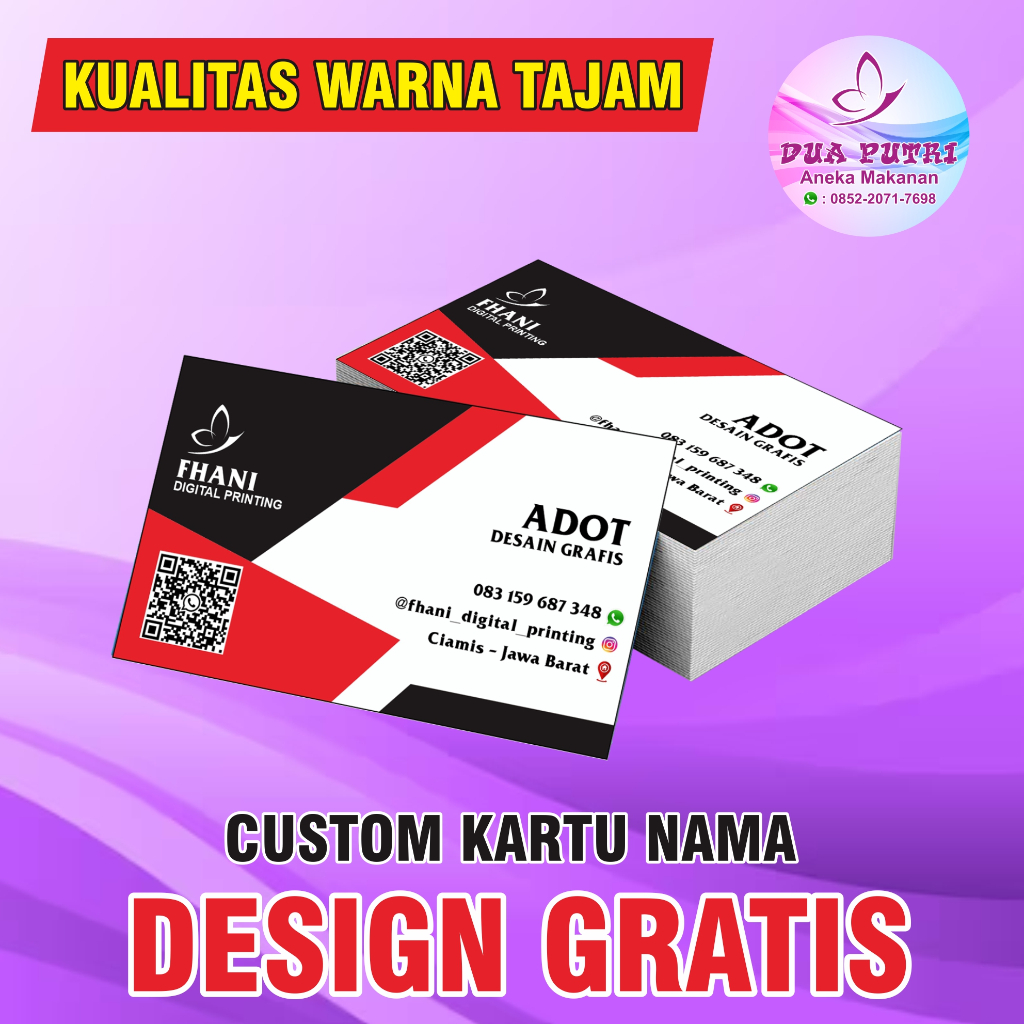 

KARTU NAMA MURAH FREE DESAIN ISI 100 PCS (BOX)