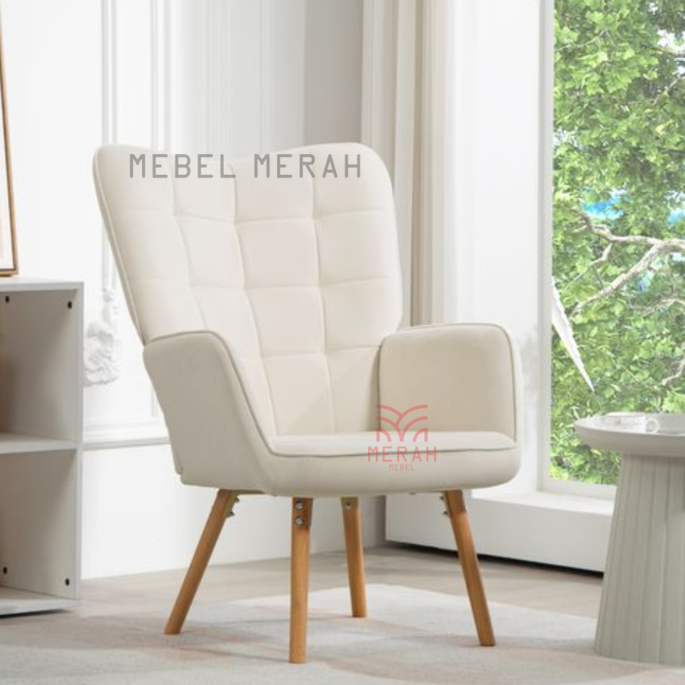 Sofa Minimalis - Sofa Wing Chair - Sofa Murah - Sofa Tamu - Sofa Retro - Mebel Merah