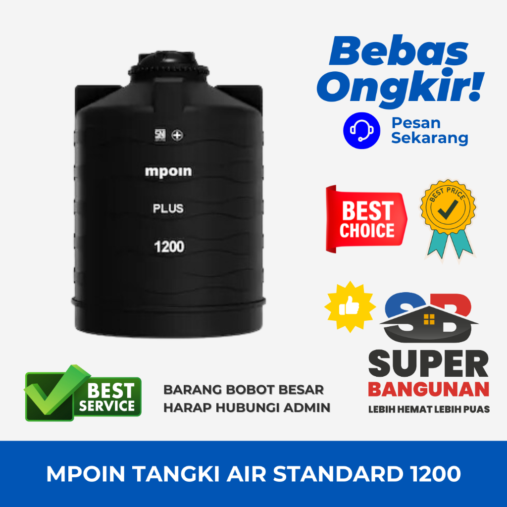 MPOIN TANGKI AIR STANDARD W 1200 HITAM 1200 LT