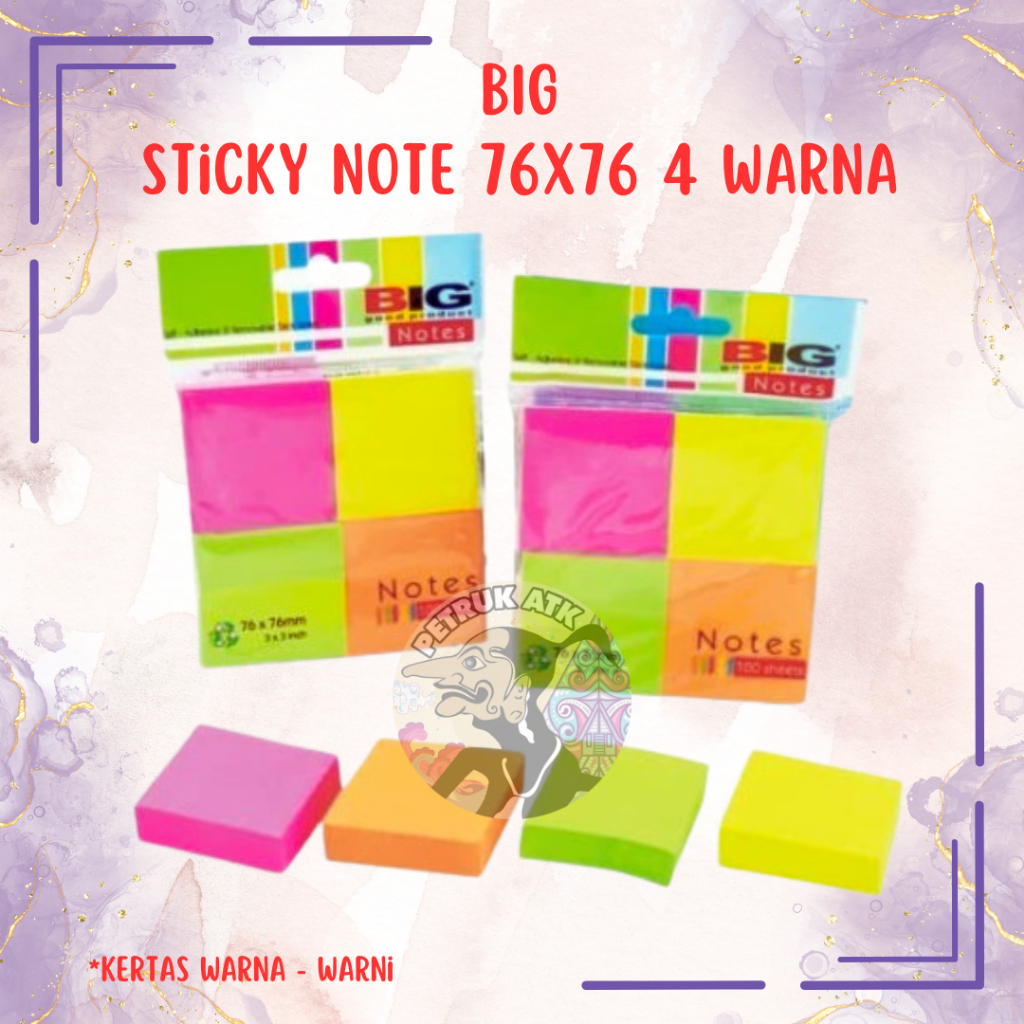 

[SET] STICKY NOTES BIG 76 X 76 4 WARNA PEMBATAS DAN PENANDA KERTAS INDEX AND MARK POST IT MEMO*