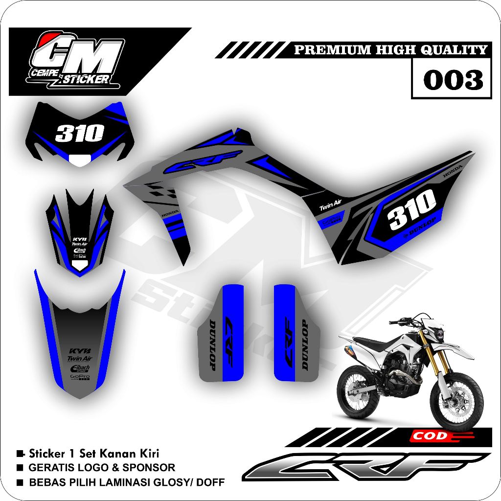 Stiker Lis Variasi CRF 150 L Decal Striping Standar CRF 150 L Premium Racing CM03