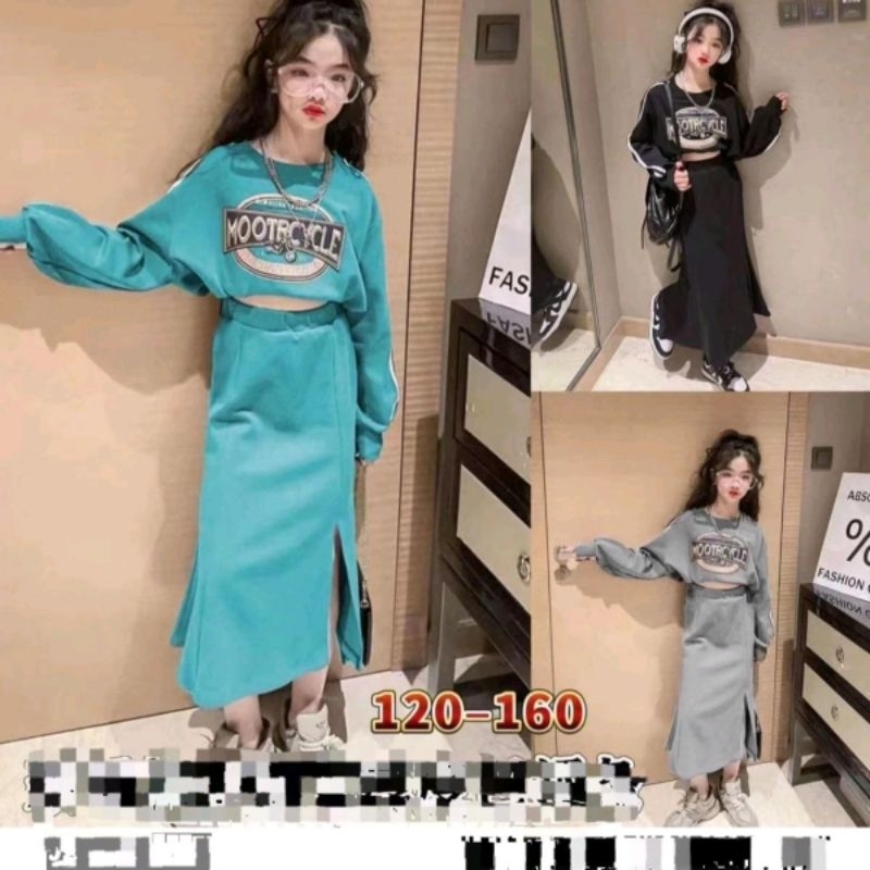 Setelan lengan panjang anak perempuan 4tahun - 8tahun / set anak perempuan