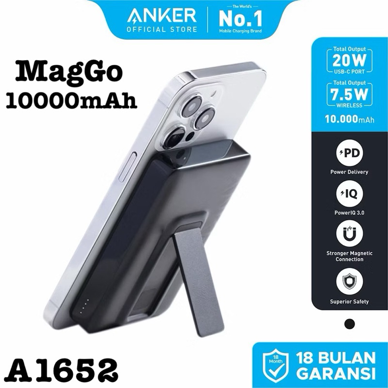 Anker Powerbank 10000mAh MagGo Magnetic Wireless Magsafe Charging A1652