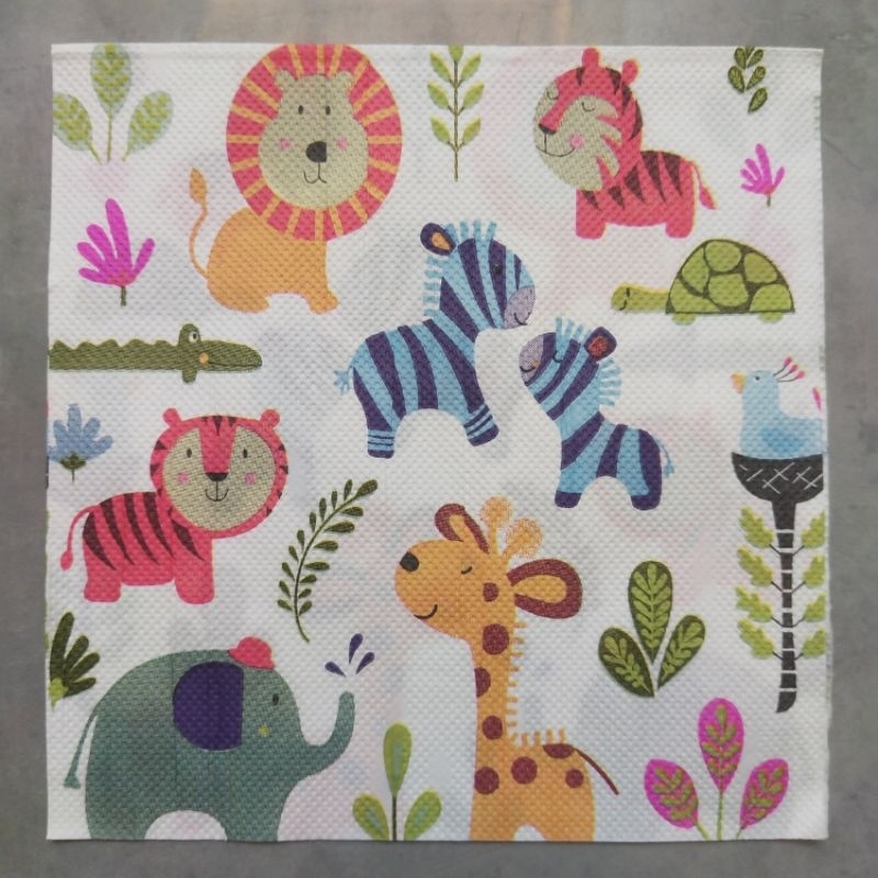 264. Decoupage napkins / Tisu decoupage motif hewan warna warni
