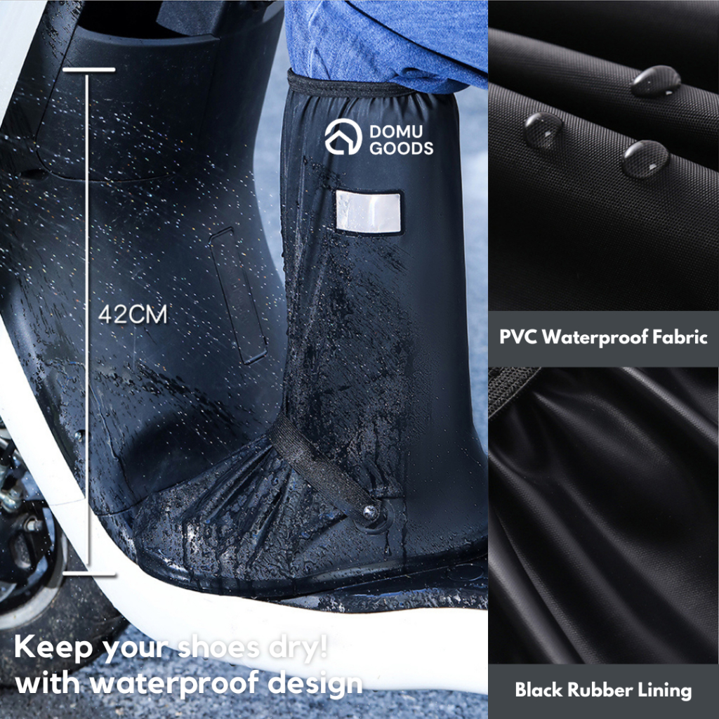 DOMU Rain Shoes Cover / Sarung Sepatu Anti Air / Rain Cover Sepatu Reflektor Cahaya Resleting