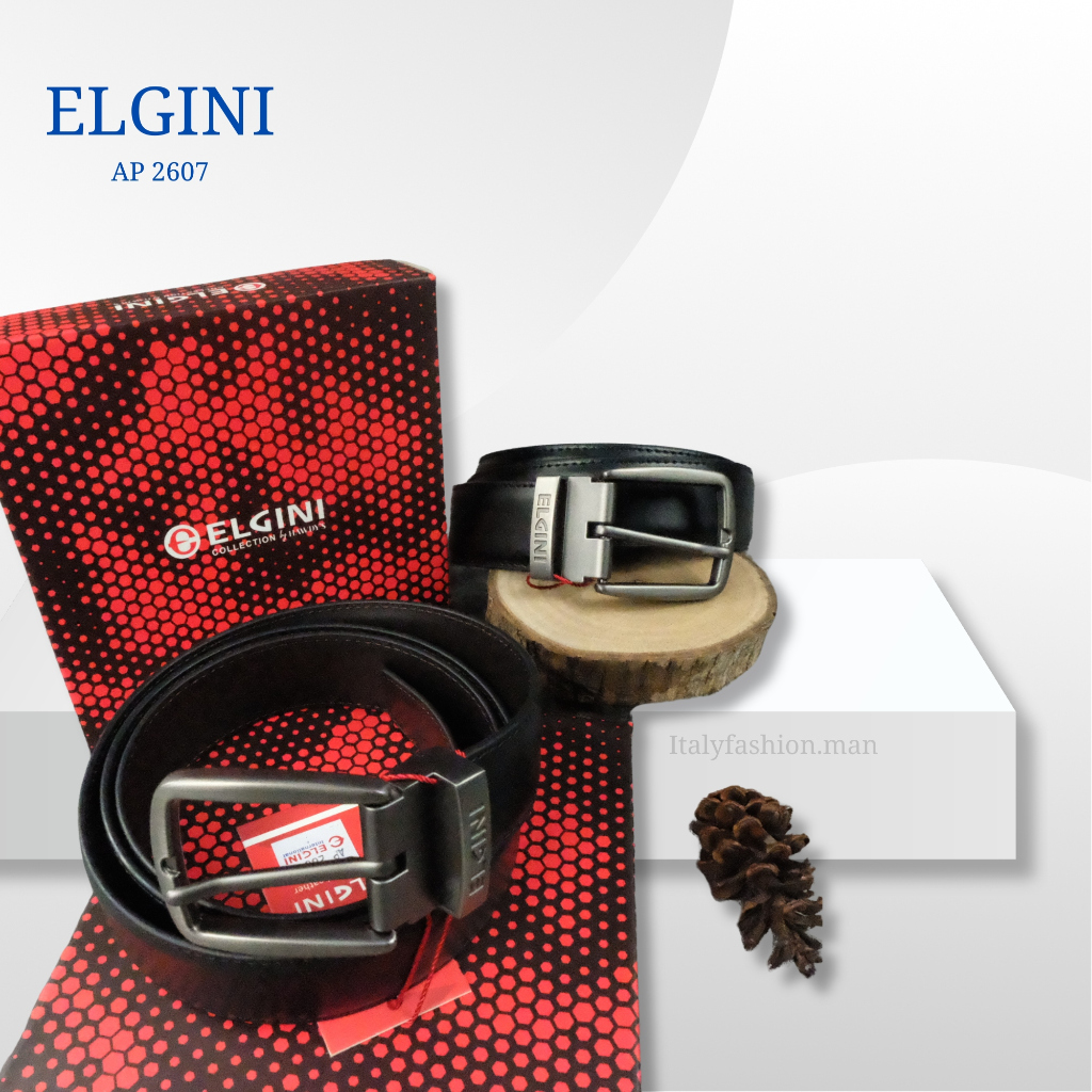 ELGINI Tali Pinggang/Belt Kulit Tusuk Pria Original 2607
