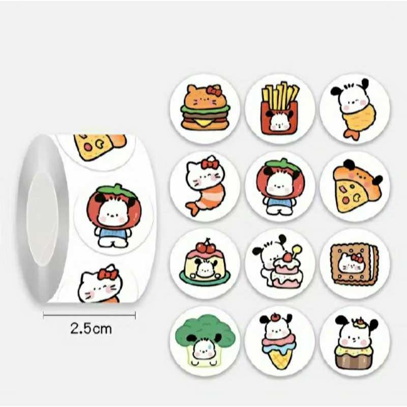 

1 Roll Isi 500 Pcs Sticker Label Thank You/Ucapan Terima Kasih Motif Sanrio Food Series