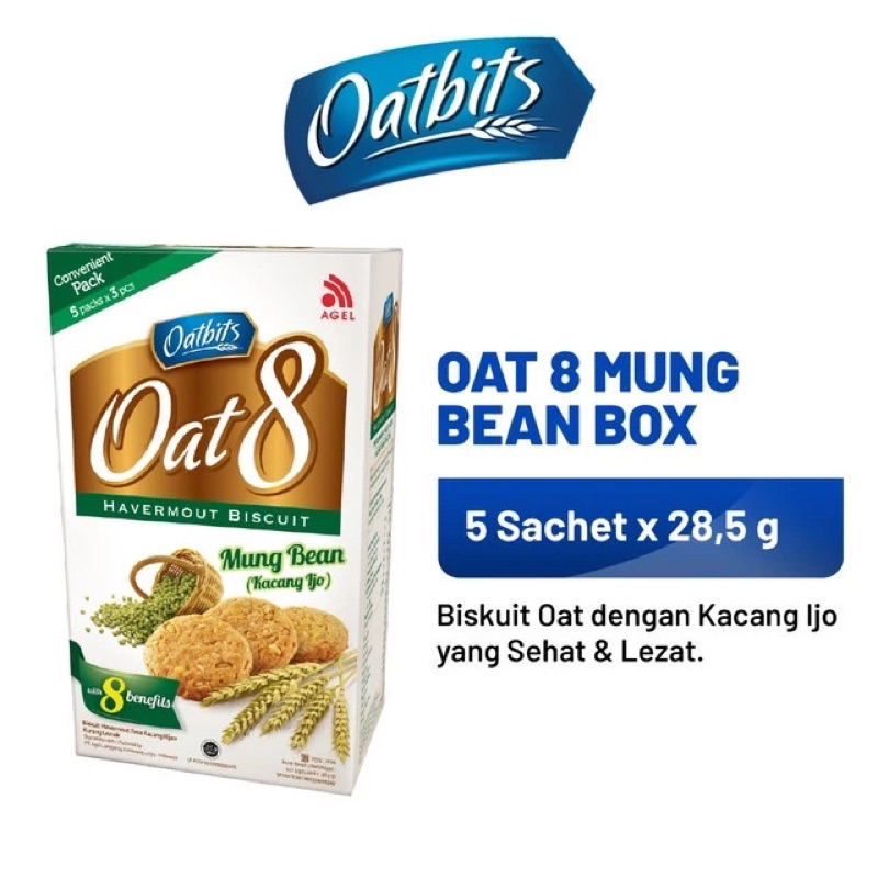 

OATBITS Oat 8 Mung Bean / Almond 1 Dus (5 sachet x 28.5 gr)
