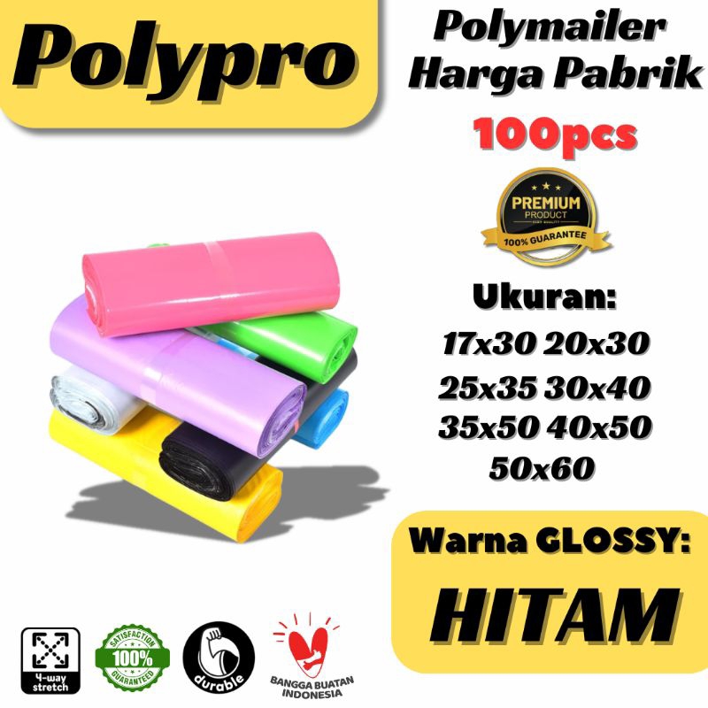 

Plastik Packing Hitam / Polymailer Warna HDPE Matte / LDPE Glossy (Isi 100Pcs)