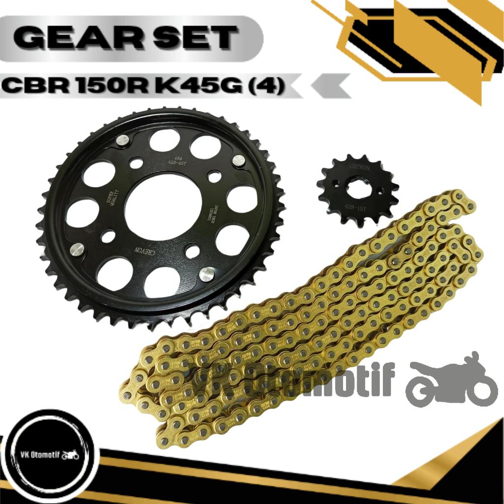 GEAR GIR SET PAKET CB 150 R (2014-2018), CB 150 R (4 Lubang Baut) (GEAR BELAKANG, GEAR DEPAN, RANTAI