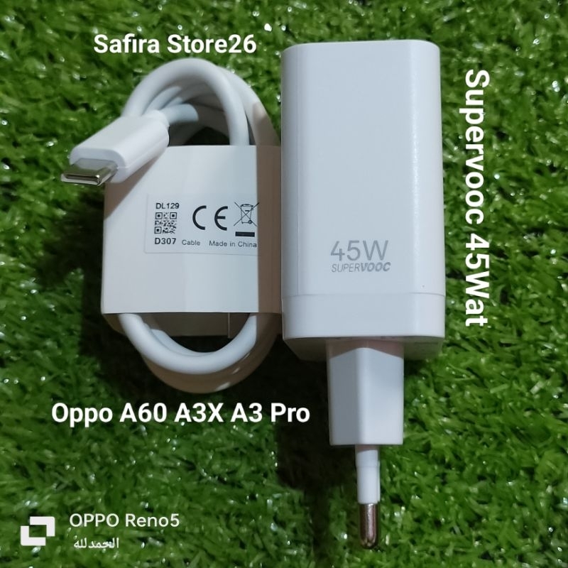 Charger Ces Opo 45Wat Original Opo Reno 12f A60 A3X A3 Pro Supervooc Type C Fast Charging
