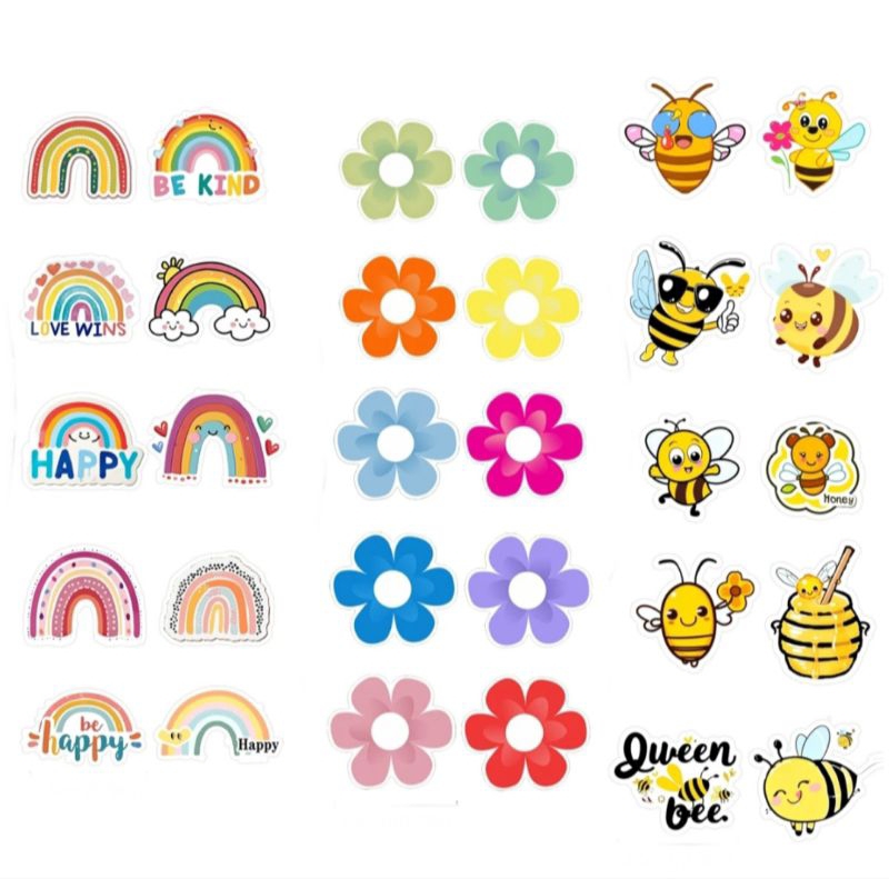 

60 Pcs - Stiker Deco Motif UNICORN / RAINBOW / BEE / FLOWER / PLANTS/ HORSE Stiker Hias DIY