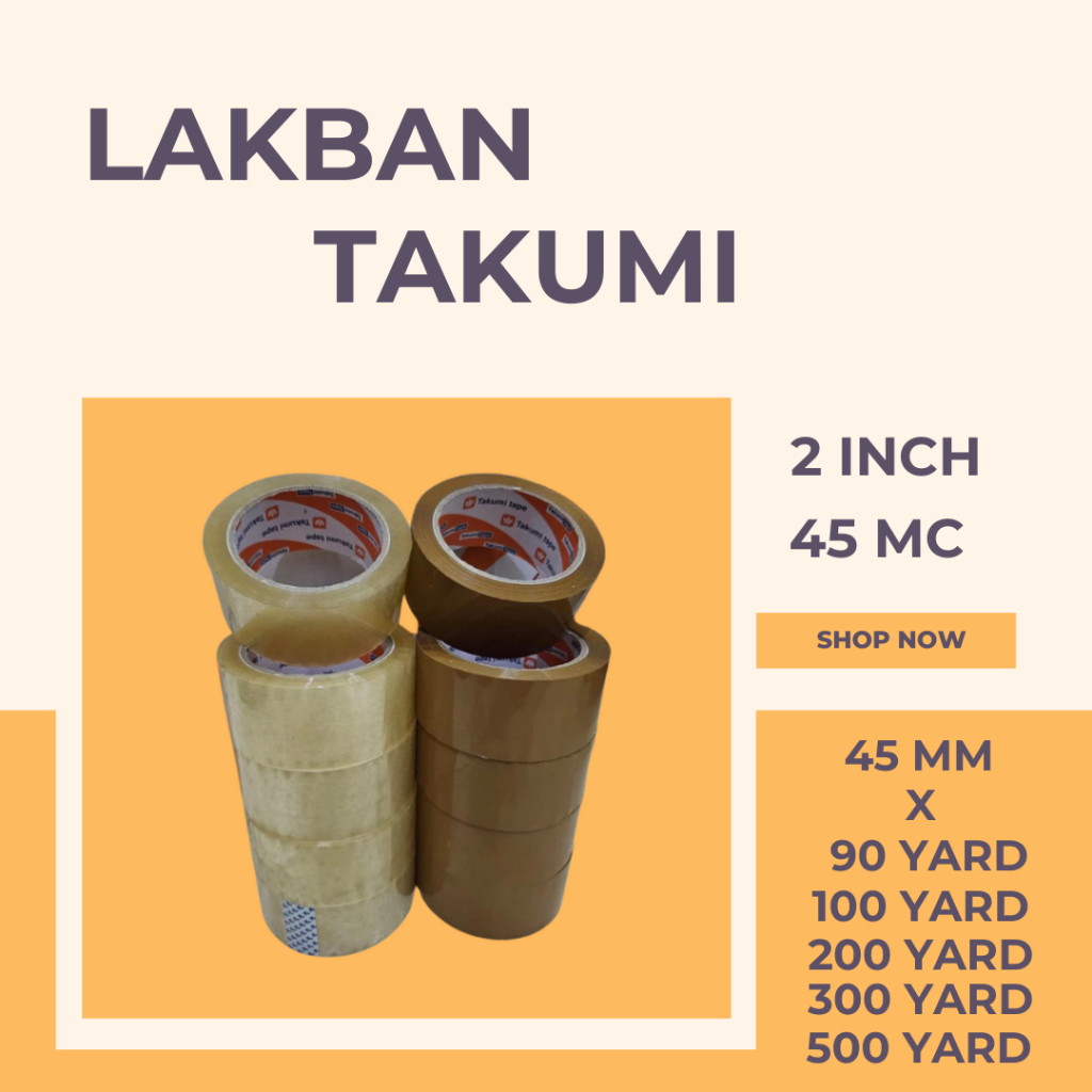 

LAKBAN 2INCH 45MM 45MC LAKBAN BENING COKLAT 1SLOT 2 INCH 45 MM 90YARD 100YARD 200YARD 300YARD 500YARD (6PCS)